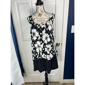 Le Cove Plus Size Black white floral One Piece Swimsuit